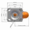 Top view drawing of caster with dimensions