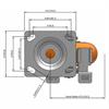 Top view drawing of caster with dimensions