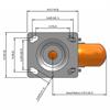 Top view drawing of caster with dimensions