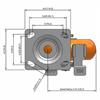 Top view drawing of caster with dimensions