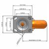 Top view drawing of caster with dimensions