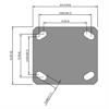 Top view drawing of caster with dimensions