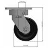 Side view drawing of caster with dimensions