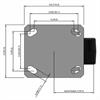 Top view drawing of caster with dimensions