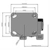 Top view drawing of caster with dimensions