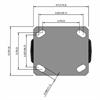 Top view drawing of caster with dimensions