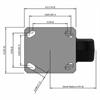 Top view drawing of caster with dimensions