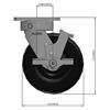 Side view drawing of caster with dimensions