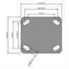 Top view drawing of caster with dimensions