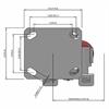 Top view drawing of caster with dimensions