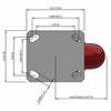 Top view drawing of caster with dimensions