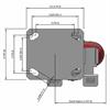 Top view drawing of caster with dimensions