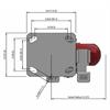 Top view drawing of caster with dimensions