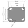 Top view drawing of caster with dimensions