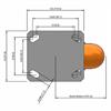 Top view drawing of caster with dimensions