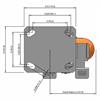 Top view drawing of caster with dimensions