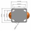 Top view drawing of caster with dimensions