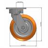Side view drawing of caster with dimensions