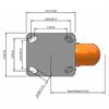 Top view drawing of caster with dimensions