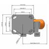 Top view drawing of caster with dimensions