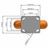 Top view drawing of caster with dimensions