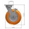 Side view drawing of caster with dimensions