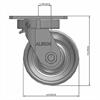 Side view drawing of caster with dimensions