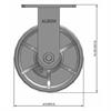 Side view drawing of caster with dimensions