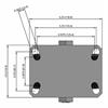 Top view drawing of caster with dimensions