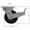 Side view drawing of caster with dimensions