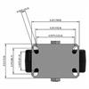 Top view drawing of caster with dimensions