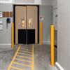 Bollards installed in a corridor