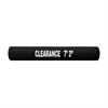 Black clearance bar with white lettering spelling out Clearance 7' 3"