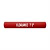 Red clearance bar with white lettering spelling out Clearance 7' 3"