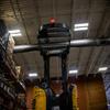 red arc light installed on forklift