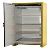 Empty cabinet showing steel shelves