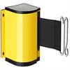 Retractable belt barrier in yellow finish