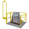 Yellow rail double safety gate with pallet in the middle and front gate open