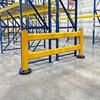 Length of yellow guardrail in front of pallet rack uprights