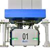 Shuttle AGV lifting a pallet of cartons
