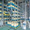 Unit load AS/RS system with round containers on pallets