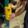 snap-on rack protector installed on post