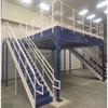 Blue mezzanine with white stairs