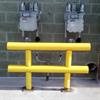 Another outdoor application for pipe style guard railing. Here it protects utility meters.