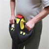 PowerStak handle with bump switch against operator's belly