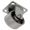 Angled bottom view of rigid caster with silver wheel