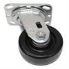 Side view of swivel caster with black wheel