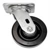 Side view of swivel caster with black wheel