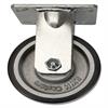 Side view of rigid caster with black and silver wheel