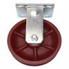 Side view of rigid caster with red wheel